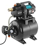Gardena Hauswasserwerk 3700/4: Pumpe zur Hauswasserversorgung mit 19l Tank, EPDM Membrane und Messing Gewindeeinsätzen, Fördermenge 3.700 l/h, 800 W Motor (09023-20)