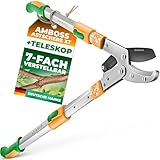 GRÜNTEK Teleskop-Astschere, SK5-Karbonstahl, 7-fach-verstellbar (Länge 685-1015 mm), Präzisionsschliff – Gartenschere, Ambossschere, Heckenschere mit Anti-Rutsch-Griffen und SMART-Cut