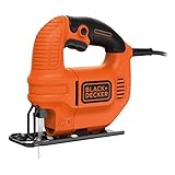 Black+Decker Elektro Kompakt Stichsäge 400W KS501 - Säge für Holz, Metall & Kunststoff mit 0/45° Gehrungsschnitt & verstellbarer Fußplatte