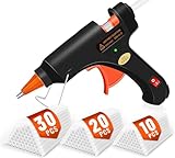 Crenova Feuerfest Heißklebepistole Klebepistole + 60 Mini Heißklebesticks Transparente Klebesticks für DIY Kleine Handwerk und schnelle Reparaturen in Haus & Büro, 20Watt Klebepistolen
