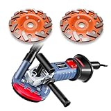 FANZWORK 1500W Betonschleifer Betonfräse Set, Drehzahlregelbar, inkl. Premium 125mm Diamantschleiftopf, Absaughaube, T-Förmiger Griff (Mit 2x125mm Schleiftöpfe)