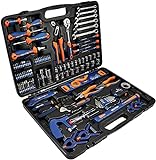 DEXTER - 108-teiliger Werkzeugkoffer - Werkzeugset - Werkzeugkoffe - Werkzeugkasten - mit Zangen, Schlüssel, Schraubendreher, Metallsäge und vieles mehr