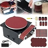 Bandschleifer, 350W Band Tellerschleifer Tisch Scheibenschleifer Durchmesser Schleiftellers 150mm 10 Tellerschleifpapier 10 Schleifbändern 2 Rollen 6 Schleifband Geeignet Schleifen von Metall Holz