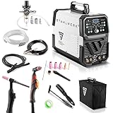 STAHLWERK 4-in-1 Kombi-Schweißgerät AC/DC WIG 200 Puls D CUT, digitaler 200 A IGBT Inverter mit AC/DC WIG | MMA | Puls-Funktion und integriertem 50 A Plasmaschneider, geeignet für Alu und Dünnblech